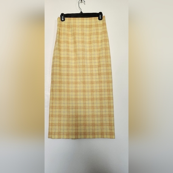 Zara SS21 Plaid Midi High Waisted Skirt Front Slit At Hem - Picture 5 of 5